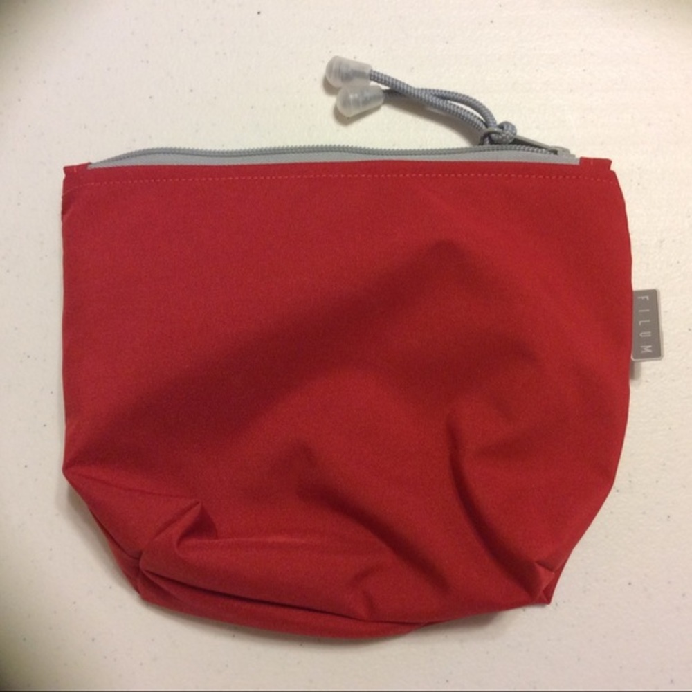 Filum Medium Red Pouch with Gray Trim
